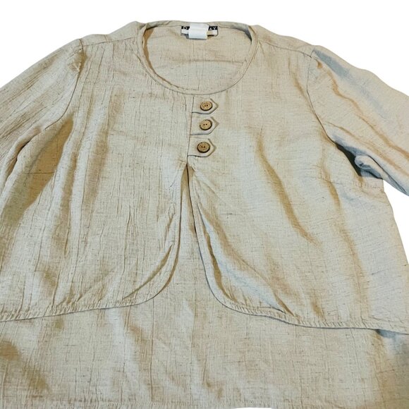 Dana Kay Womens Asymmetrical Beige Top Size 16WP Rayon Blend Vintage - Picture 2 of 7